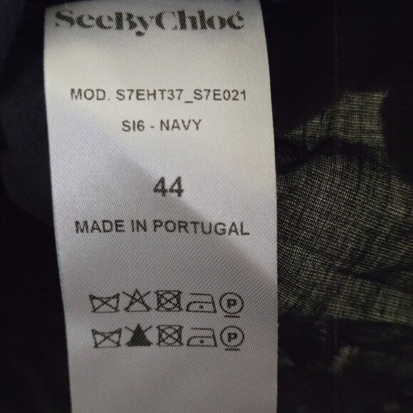 See By Chloe Navy Cotton Spaghetti Strap Camisole Designer Layering Size 44/M - Picture 4 of 6